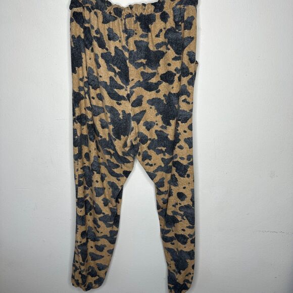 Entro Muted Tan and Black Cheetah Print Drawstring Jogger Pants With Pockets L - Picture 5 of 14